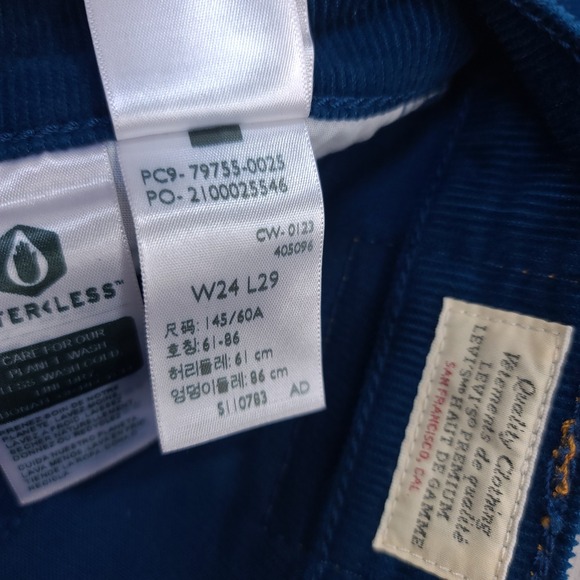 Levi's Ribcage Straight Ankle Pants Womens 24 Blue Corduroy High Rise 26765-0014 - Picture 10 of 10